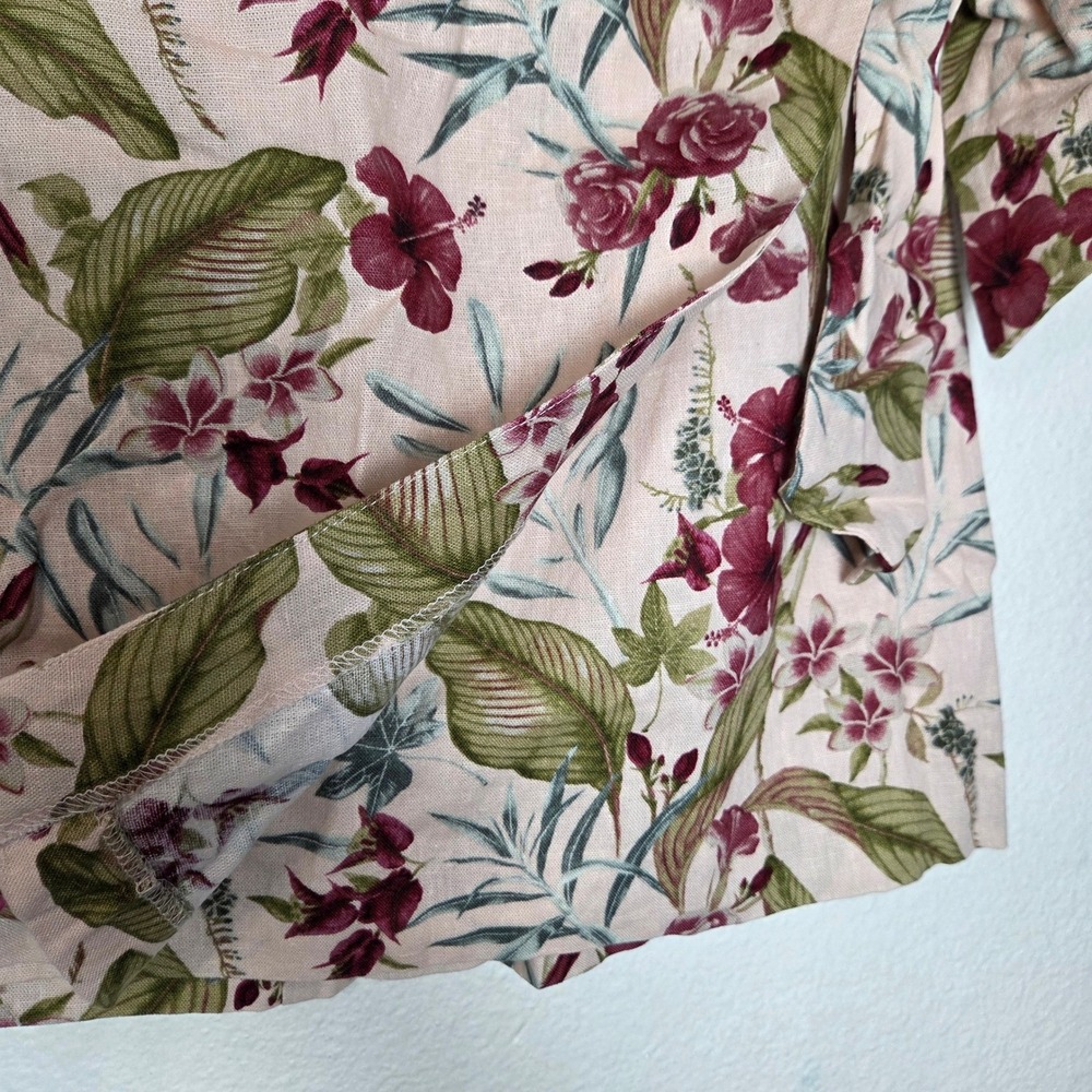 Maison d'Amelie Paris Linen Aloha tropical pink wrap mini skirt M - Picture 10 of 13